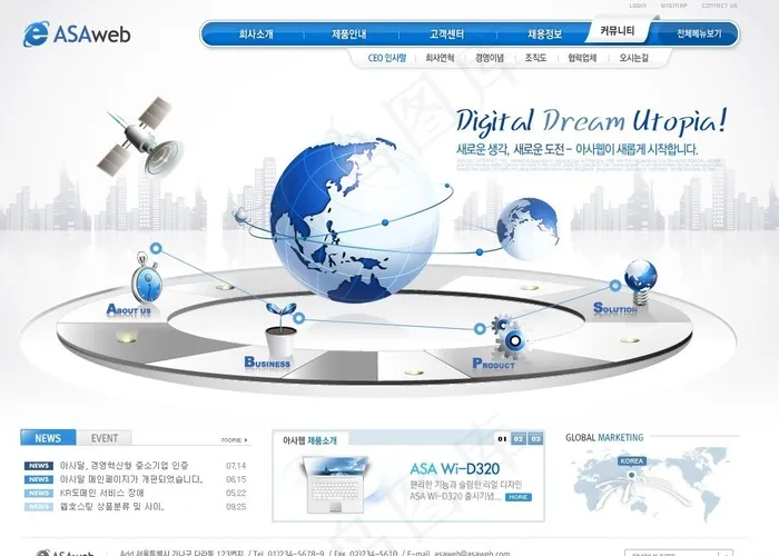 数字通信科技公司网页模板psd模版下载