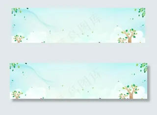 蓝天树木可爱插画