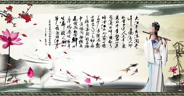 中国风古典唯美文化墙图片psd素材...