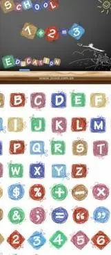 动画效果的字母和数字向量ai矢量模版下载