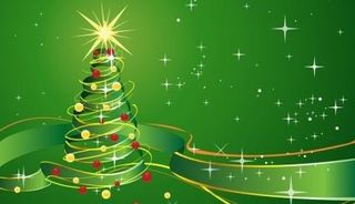 星和绿丝带圣诞背景