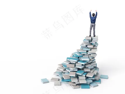 站在书堆上的商务男士图片 站在书堆上的商务男士图片