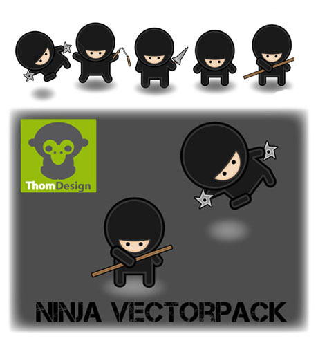 Ninja卡通人物矢量素材ai矢量模版下载