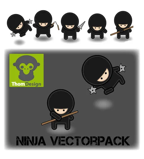 Ninja卡通人物矢量素材ai矢量模版下载