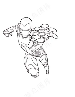 钢铁侠线描矢量图