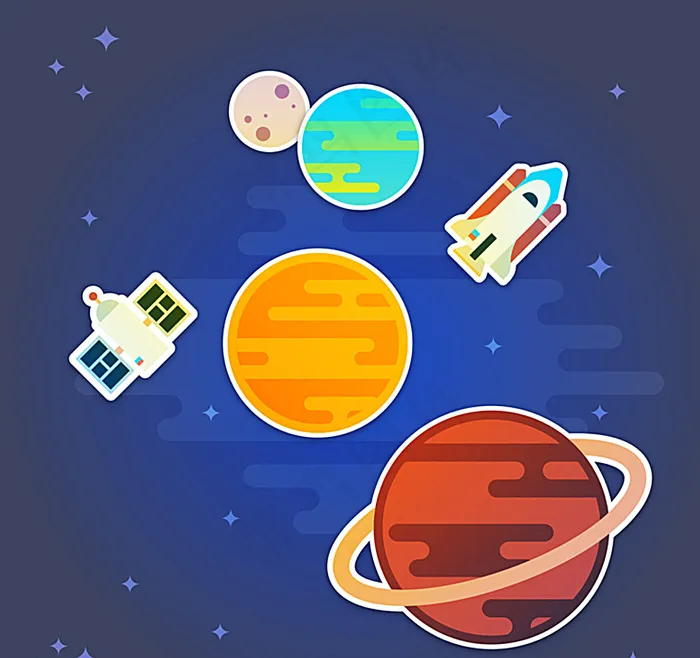 卡通宇宙贴纸矢量素材图片ai矢量模版下载
