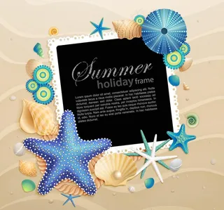 沙滩海洋生物矢量图片