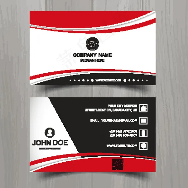 创意红色边框几何元素名片eps,ai矢量模版下载