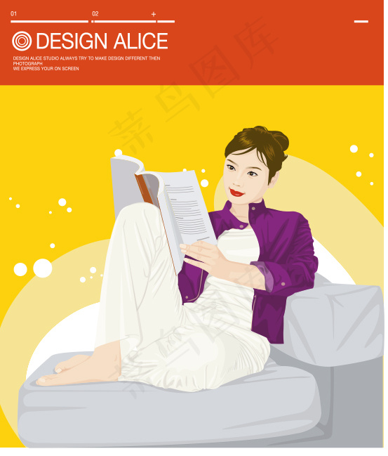 休闲时尚美女ai矢量模版下载