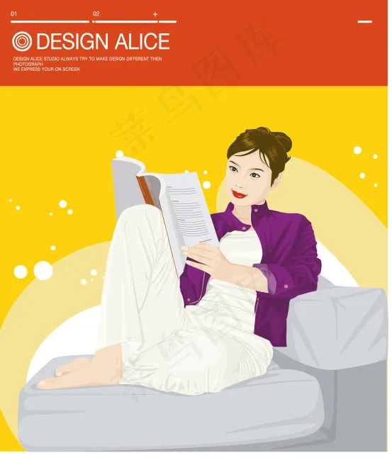休闲时尚美女ai矢量模版下载