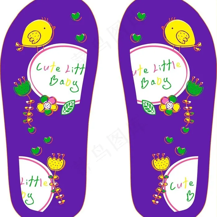 卡通拖鞋童鞋ai矢量模版下载