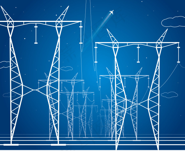 电塔线稿ai矢量模版下载