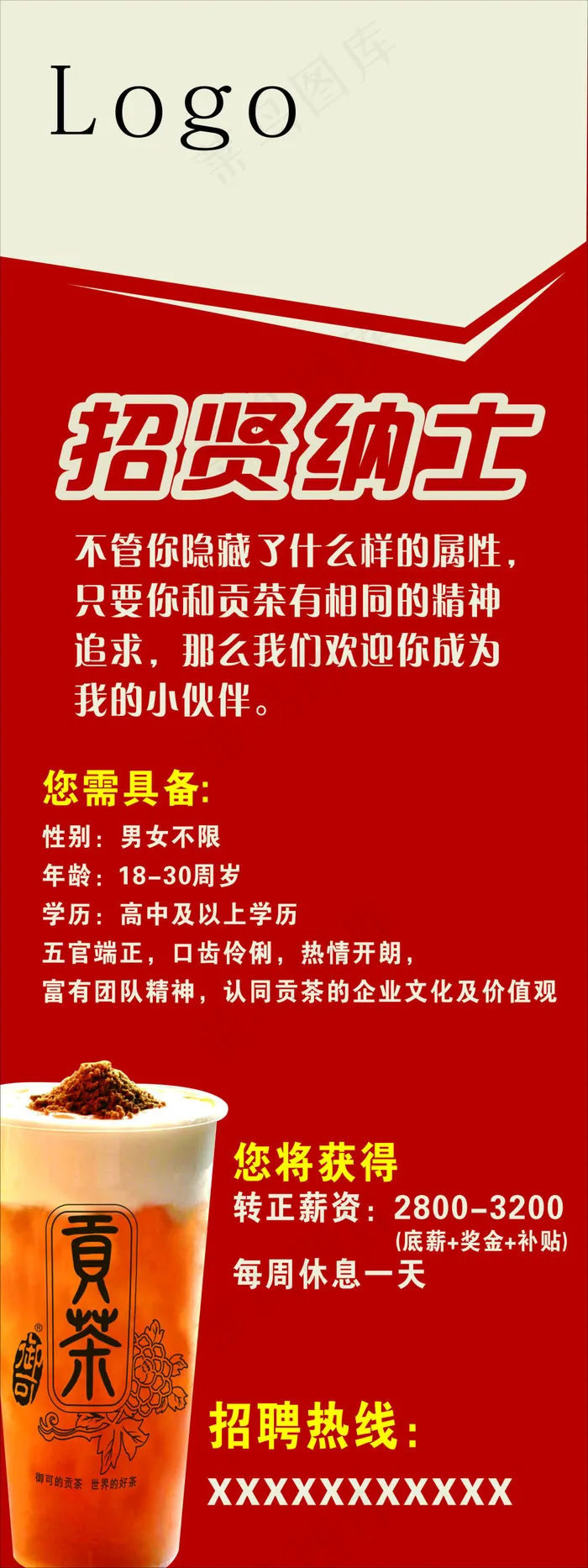 奶茶招聘展架