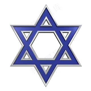 蓝色玻璃铬框架犹太教宗教符号-戴维...
