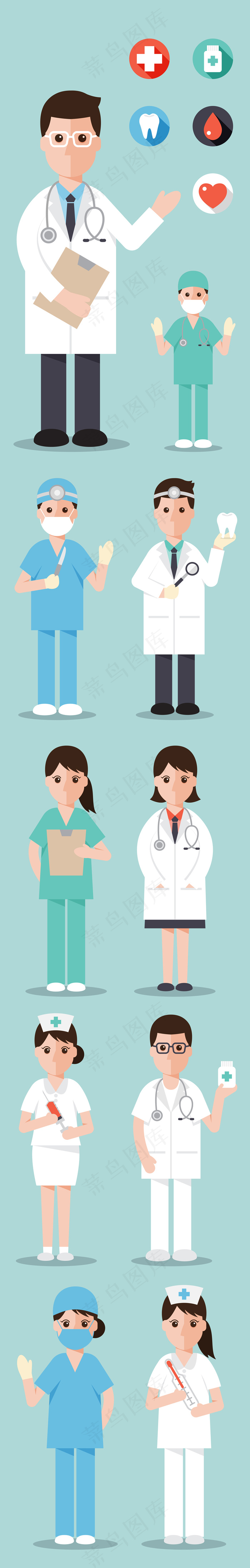 医务工作者卡通形象卡通人物医生护士...
