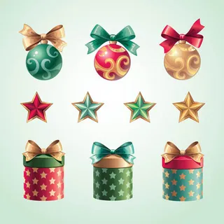 礼盒蝴蝶结圣诞装饰矢量素材