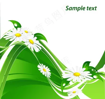 绿色环保动感线条鲜花水珠图片 绿色环保动感线条鲜花水珠图片
