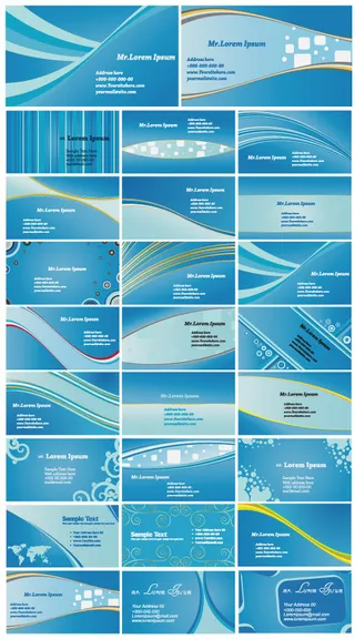 蓝色商务名片背景矢量素材