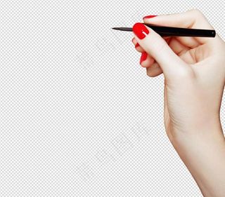 手拿眼线笔画眼线PNG免扣图PSD...