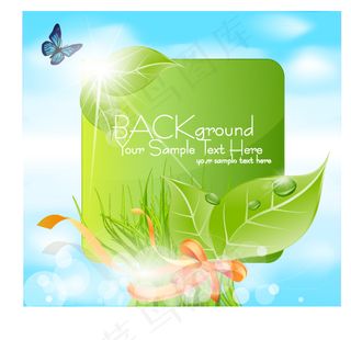 矢量春天绿叶装饰背景海报