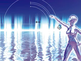 科技创意 人体模型 海洋波纹图片