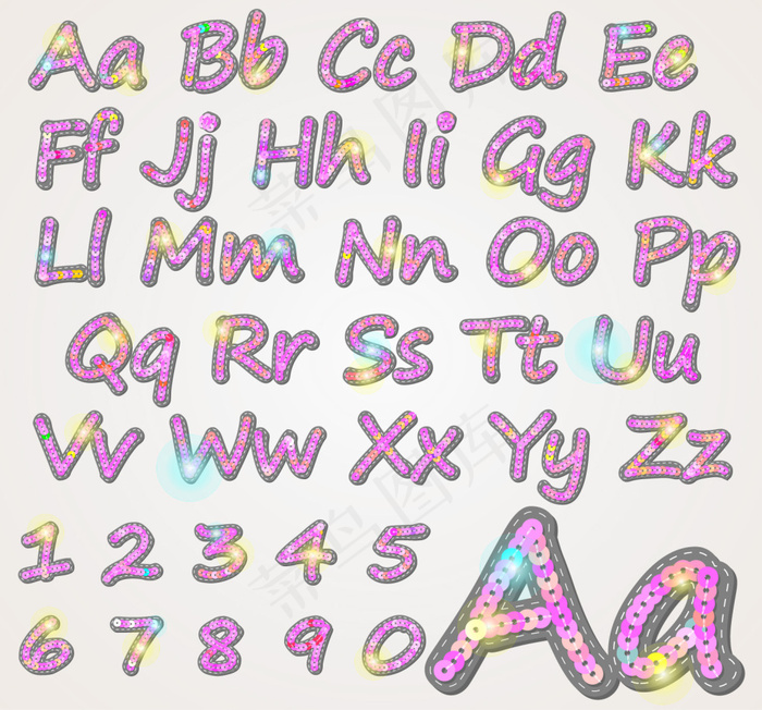 亮片字体 儿童玩具字体