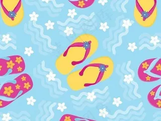 清凉夏日海滩拖鞋背景图片