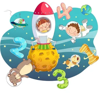 在宇宙中翱翔的小朋友图片