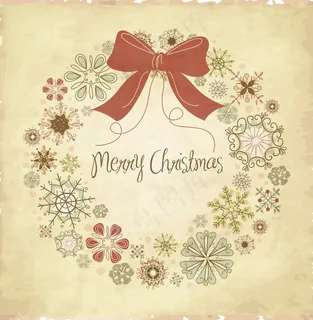 旧货圣诞花圈从雪花