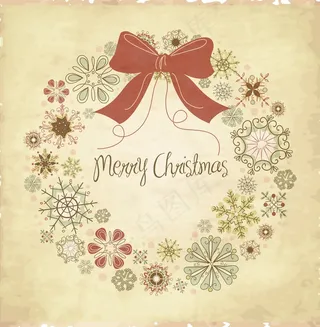 旧货圣诞花圈从雪花