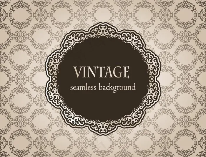 欧式花纹 无缝古典花纹 圆形边框图...