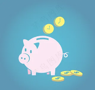 粉色猪储蓄罐矢量素材图片