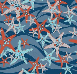 卡通海星水波花纹底纹图片