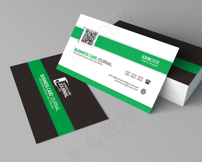 简洁大气绿色商业名片模板