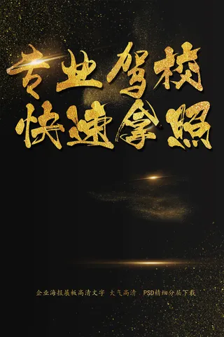 专业驾校快速拿证驾校海报艺术字