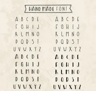 手绘字母艺术字矢量图