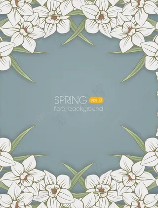 春天开花的花卉背景矢量插画