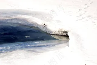 春天小河融化的冰雪图片