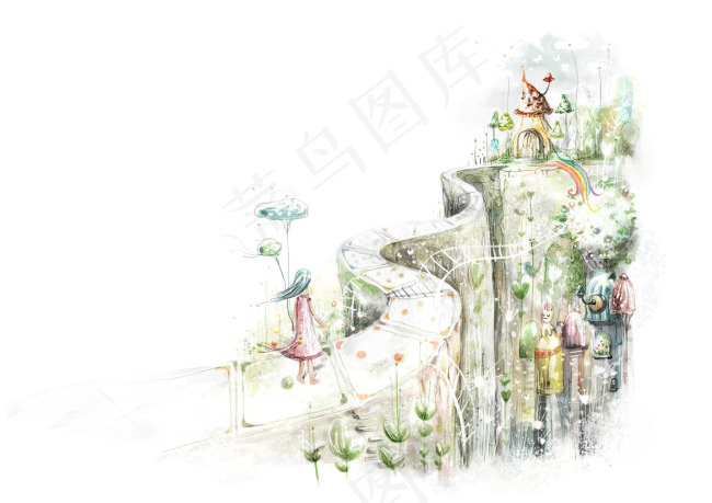 梦幻风景小人psd模版下载
