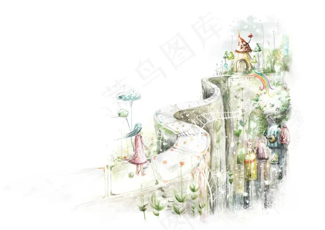 梦幻风景小人psd模版下载