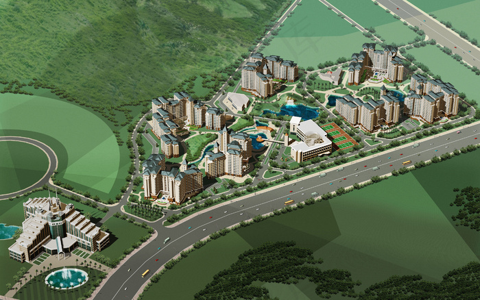 居住区鸟瞰图设计图片