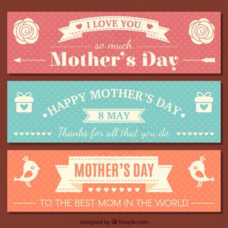 可爱的母亲节的旗帜在老式的风格