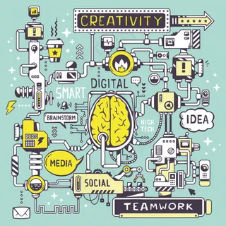 扁平化素材团队创意