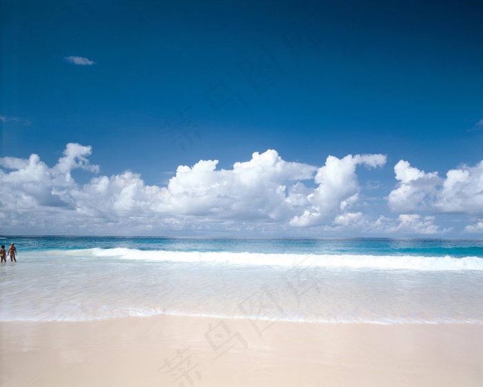 夏威夷海滩 蓝天白云图片