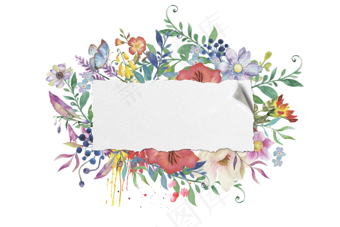 手绘花卉边框素材