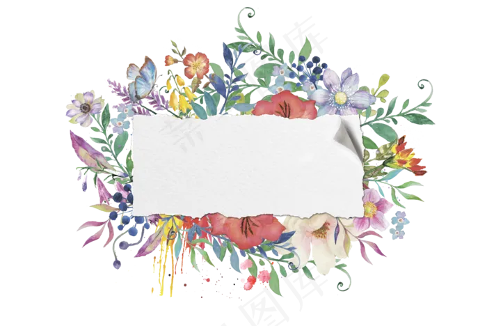 手绘花卉边框素材