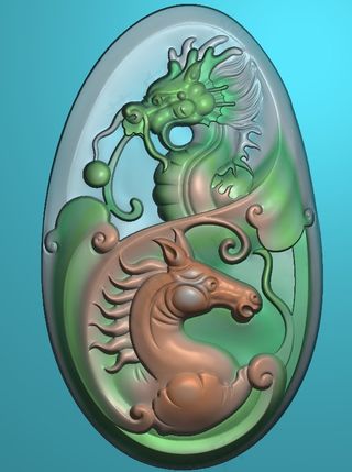 精雕图JDP格式龙马精神浮雕图