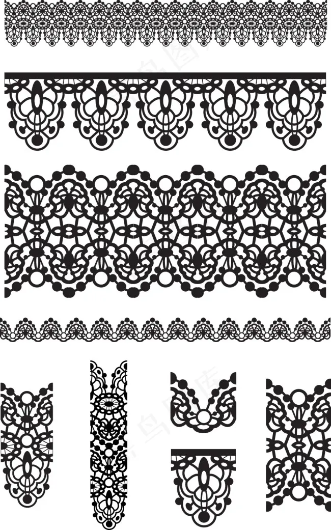 欧式复古花纹蕾丝边ai矢量模版下载
