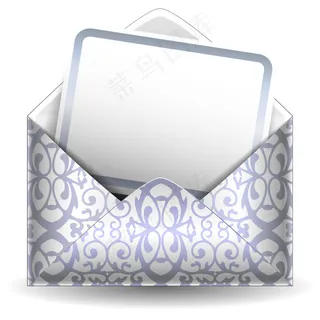 银色花纹信封矢量素材