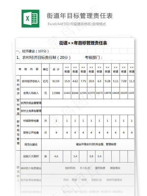 街道年目标管理责任表